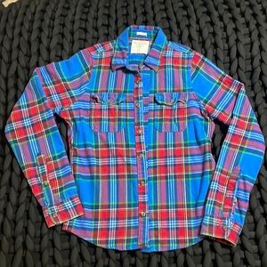 Men’s Large Abercrombie & Fitch muscle flannel in Blue and red pattern